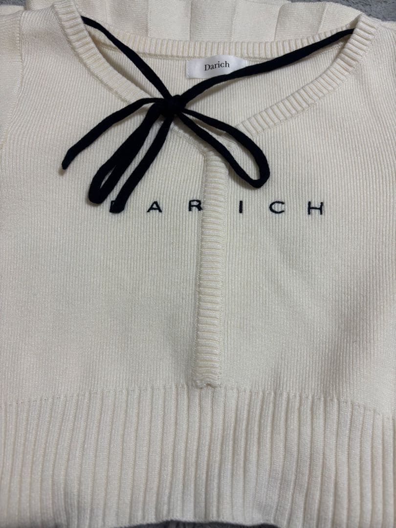 Darich ウエストオープンリボンデザインニットミニワンピース