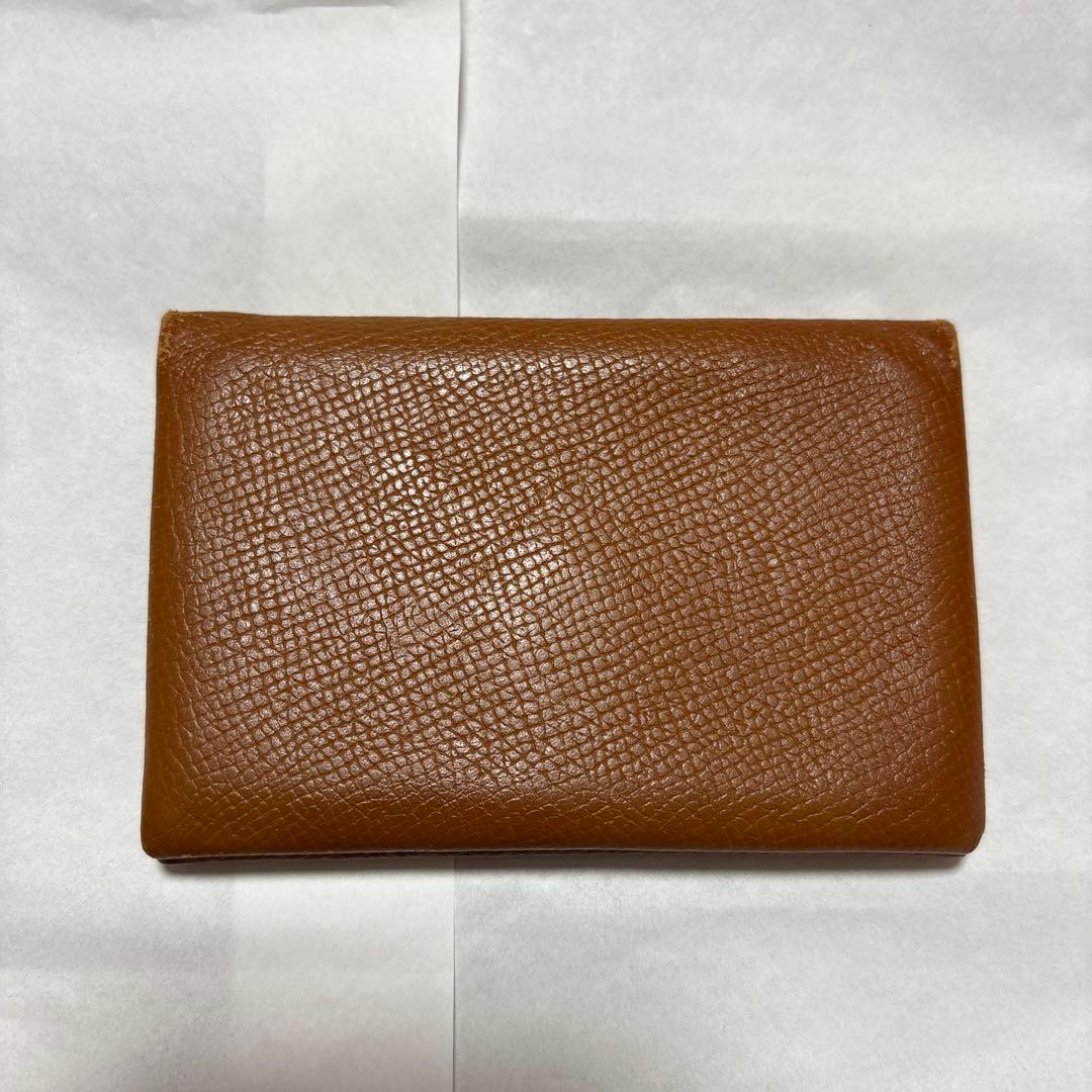 HERMES ブラウン レザー カードケース　名刺入れ　箱付き　リボン付き
