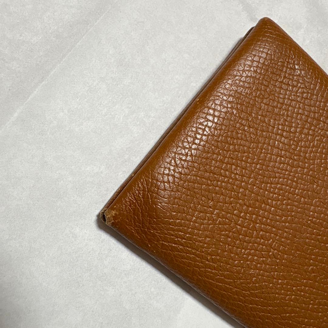 HERMES ブラウン レザー カードケース　名刺入れ　箱付き　リボン付き