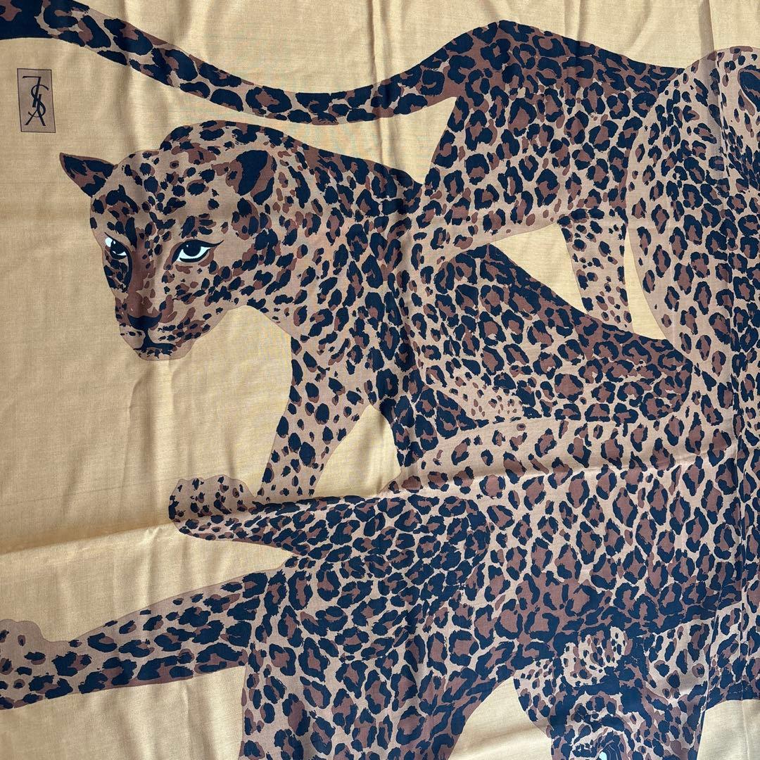 イヴサンローラン　6頭の豹　超大判 ストール　ウール＆シルク　YSL ショール