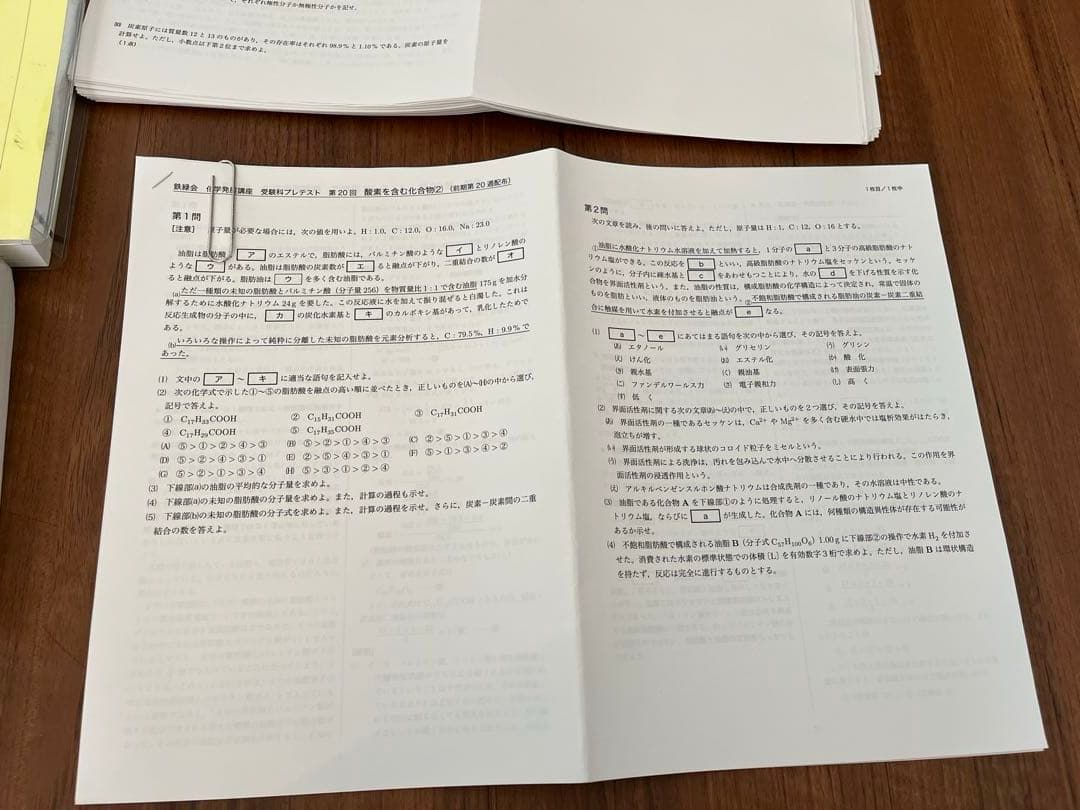 鉄緑会　高3 化学　上位クラス　寺田先生授業冊子•テキスト　一年分フルセット