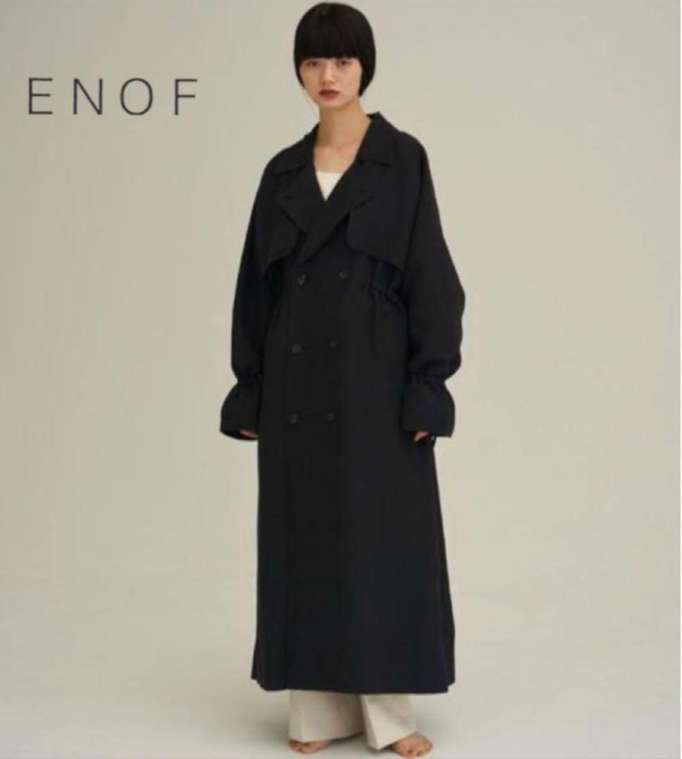 ENOF long coat イナフ ロング トレンチ コート ブラック 黒 L