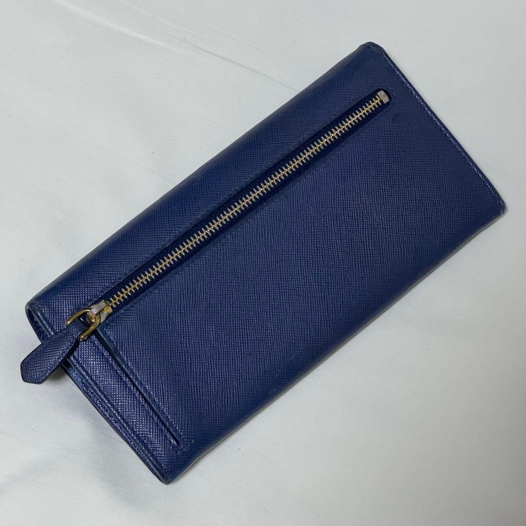 PRADA 1M1132 サフィアーノレザー 二つ折り長財布 ブルー