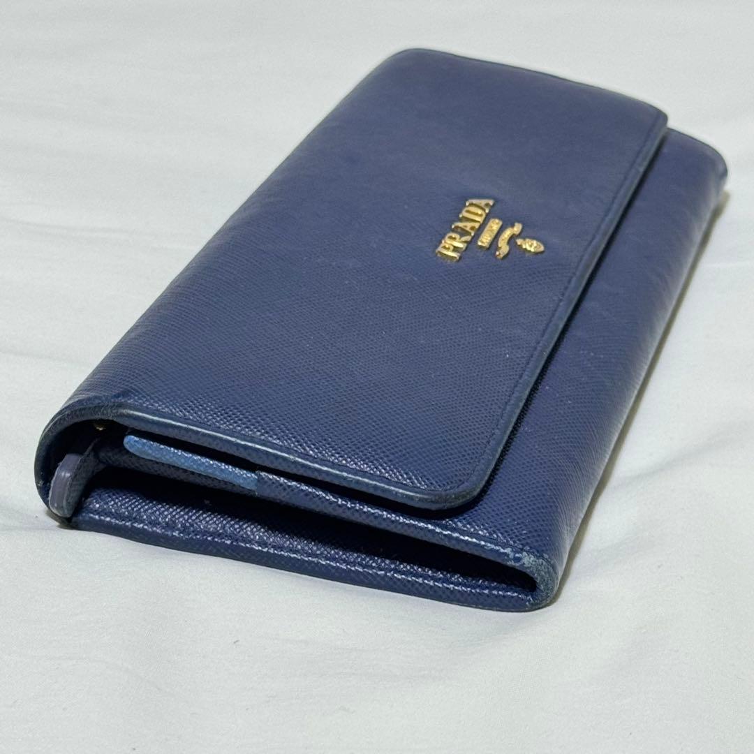PRADA 1M1132 サフィアーノレザー 二つ折り長財布 ブルー