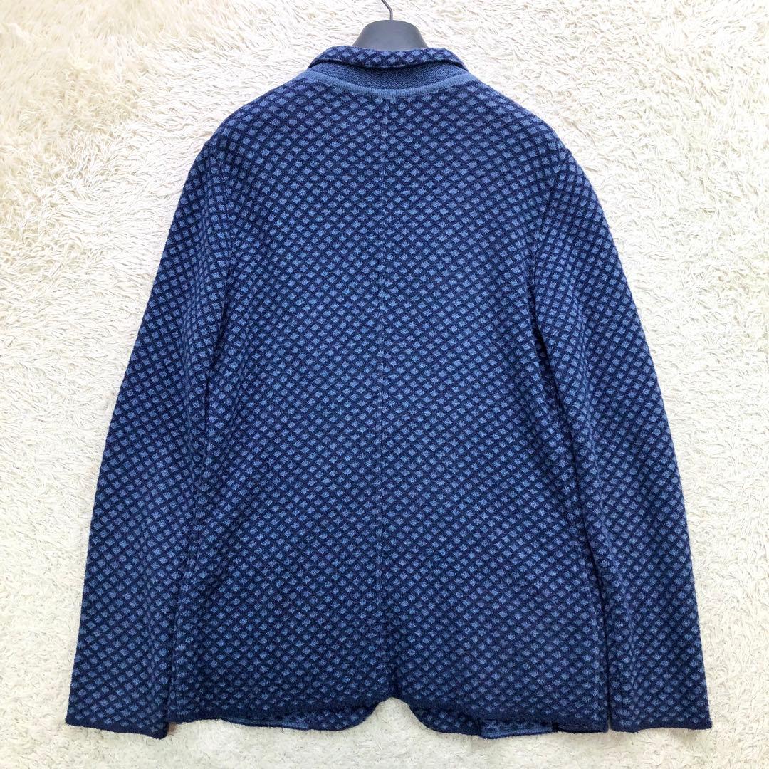 美品 ラルディーニ ニット テーラードジャケット 格子 ダイヤ柄 Sサイズ