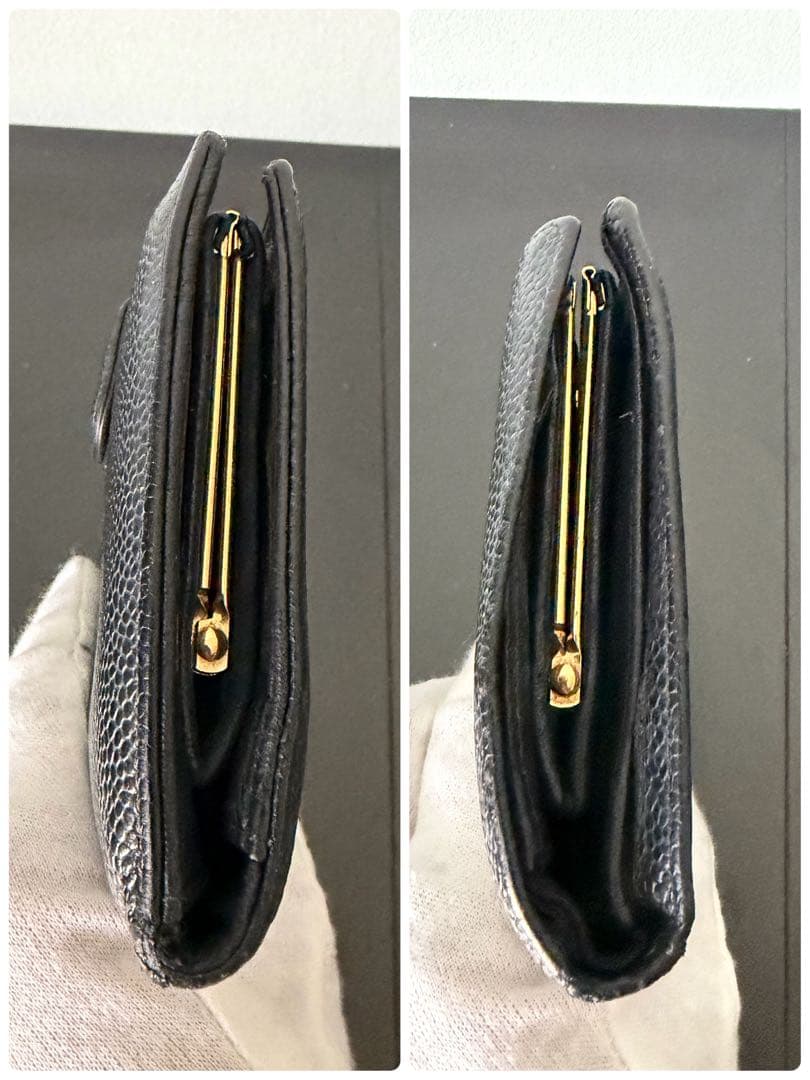 正規品☆CHANEL(シャネル) キャビアスキン デカココマーク がま口 長財布