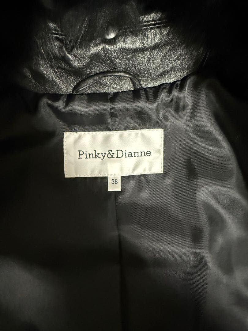 極美品 Pinky&Dianne ラムレザー ブルーフォックス ロングコート 黒