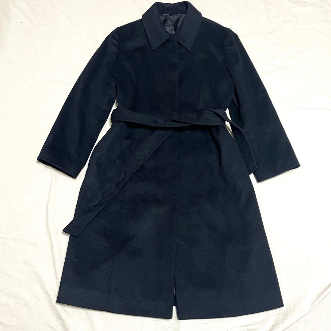【超希少サイズ5L　カシミヤ100% 美品】エフデ　ロングステンカラーコート　黒
