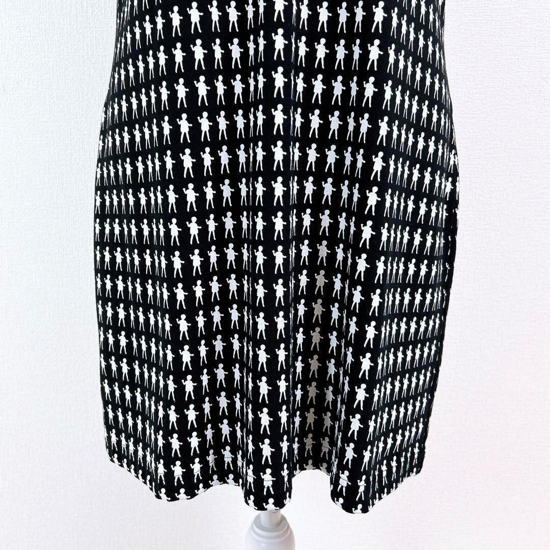 【極美品】フレッドペリー ×ミントデザインズ コラボ＊総柄 ポロワンピース 黒白