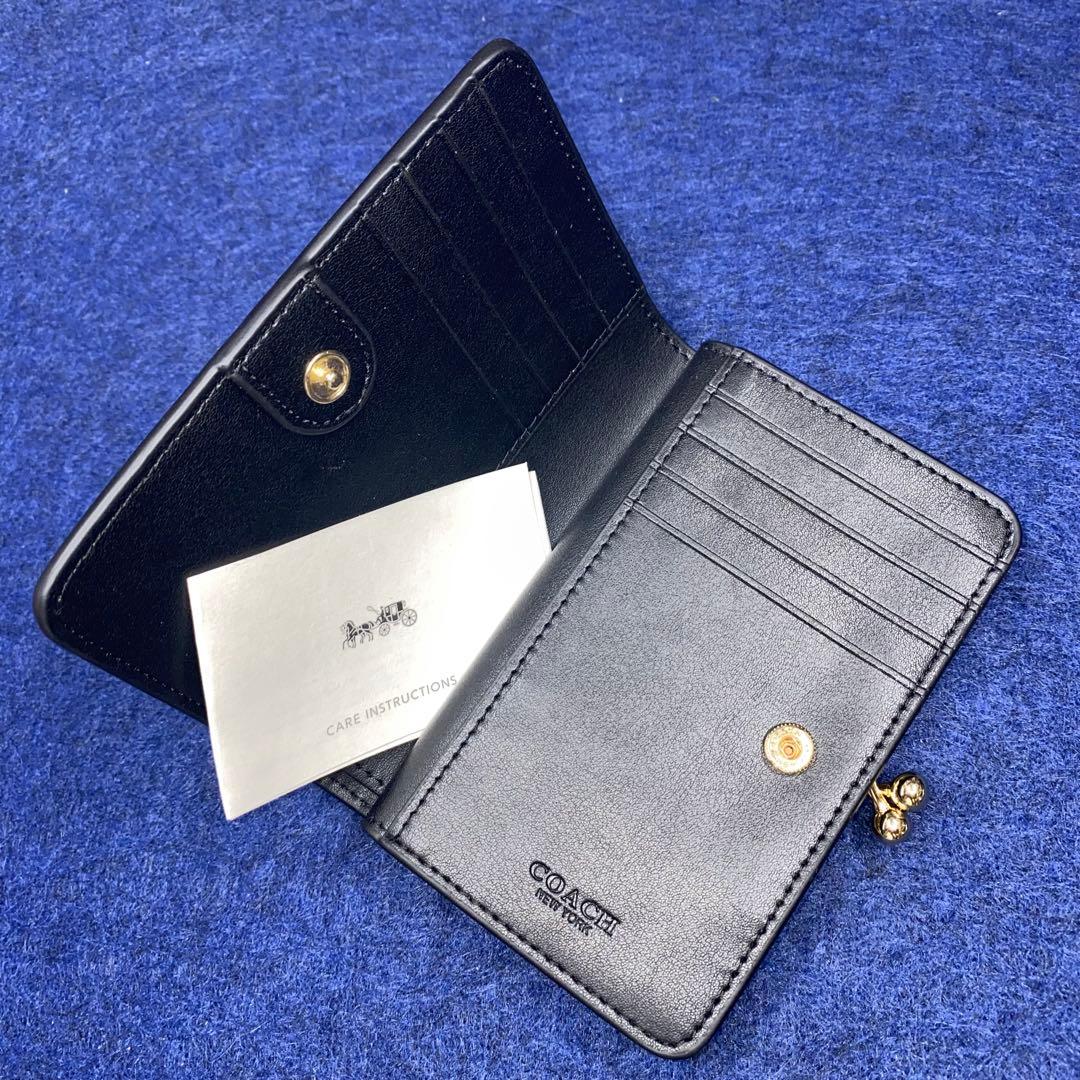 COACHコーチキュロスレザーがま口財布二つ折り財布