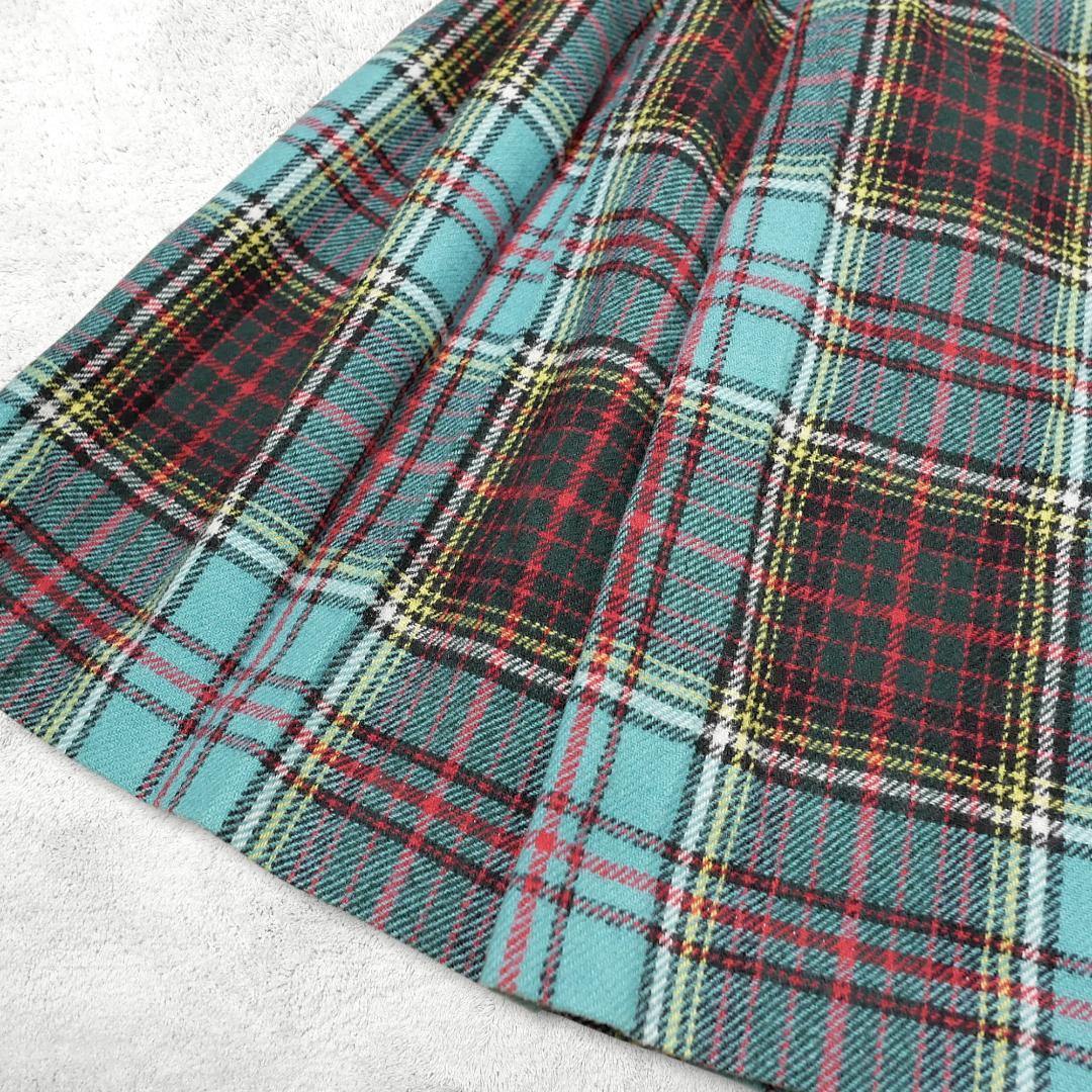 美品【ワンダフルワールド】ウール巻きスカート F タータンチェック カネコイサオ