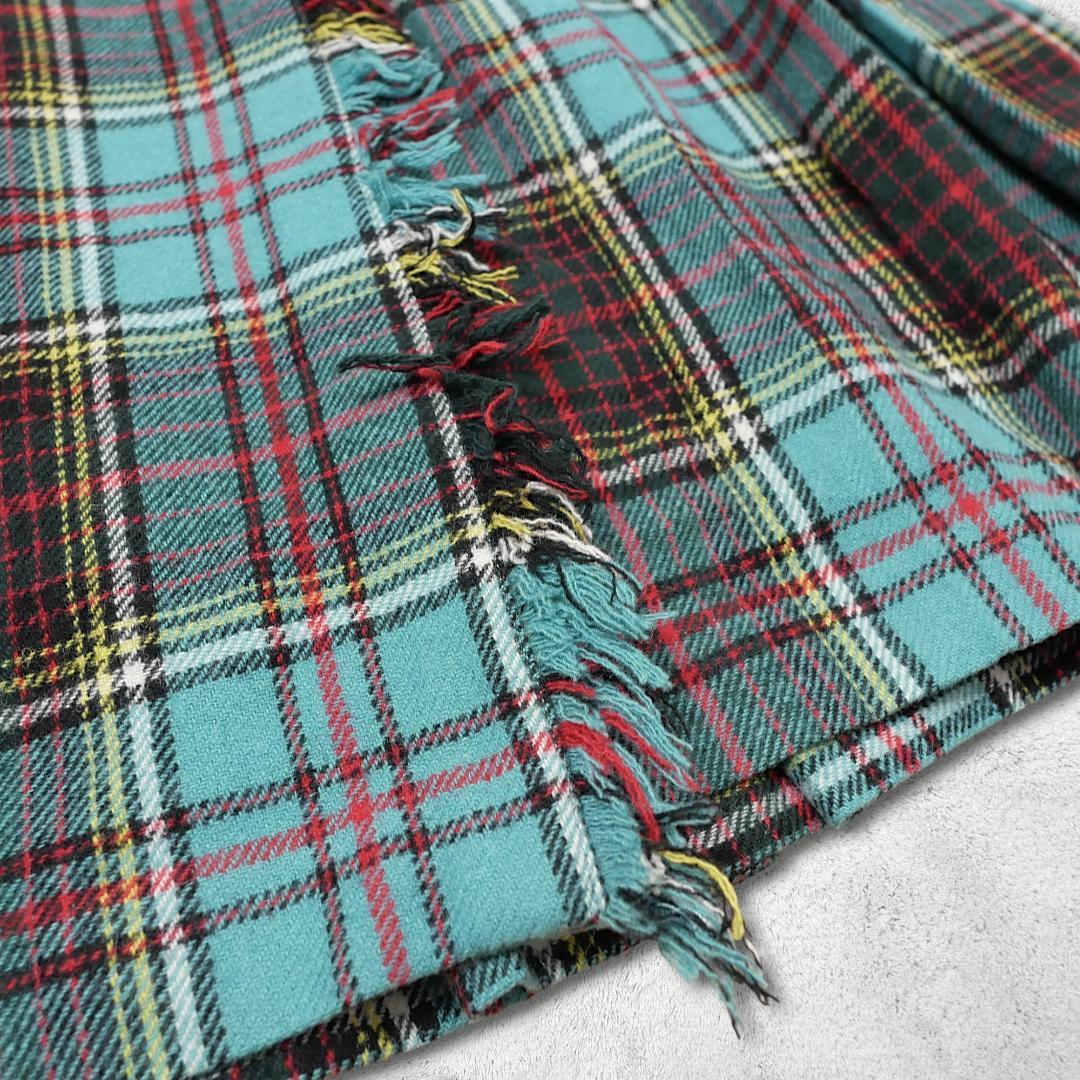 美品【ワンダフルワールド】ウール巻きスカート F タータンチェック カネコイサオ