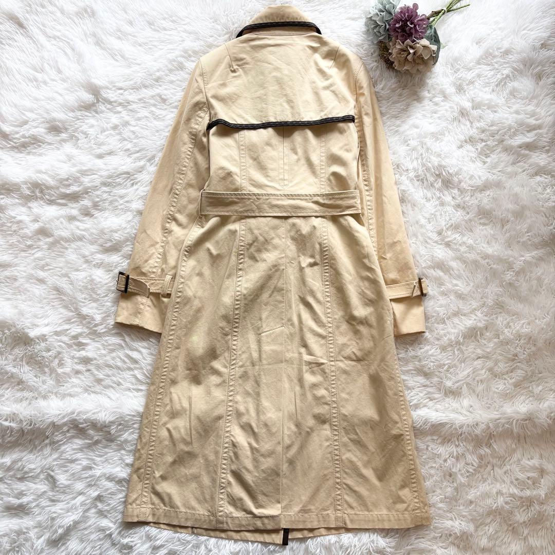 EPOCA レザーパイピング ロングトレンチコート 美シルエット 40 春コート