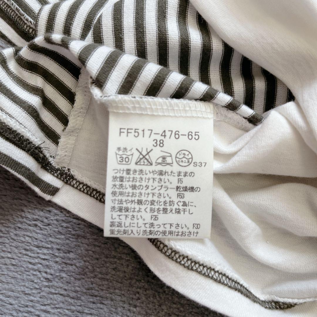 美品✨バーバリー ホルターネック 白 ボーダー ホースロゴ カーキ リボン