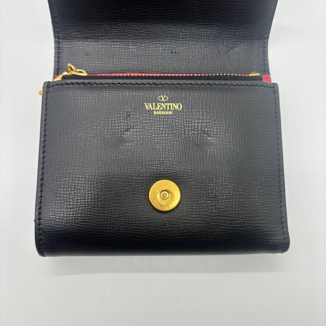 美品 VALENTINO ヴァレンティノ 三つ折り財布 ウォレット ブラック