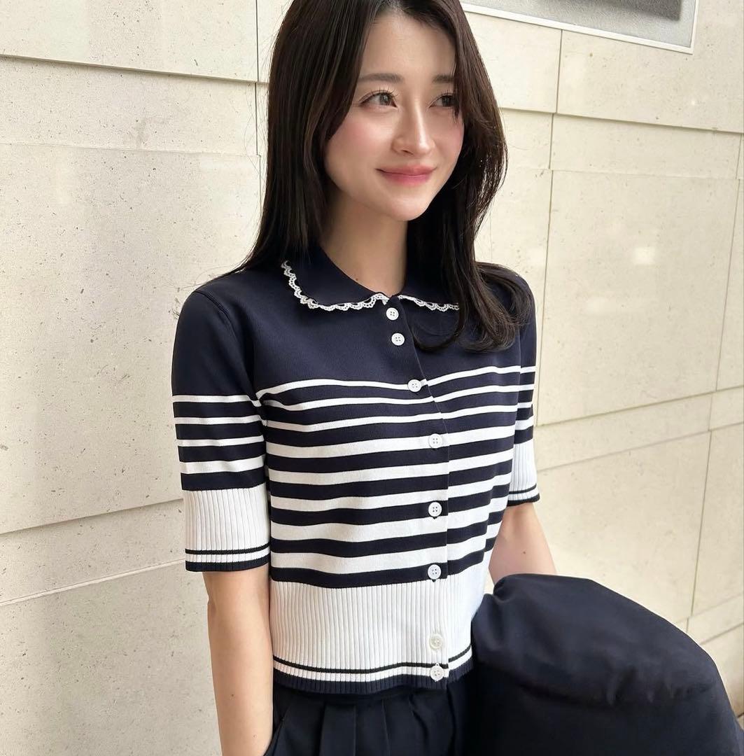 Bibiy ROSIE SHIRT KNIT NAVY ネイビー　襟付きニット