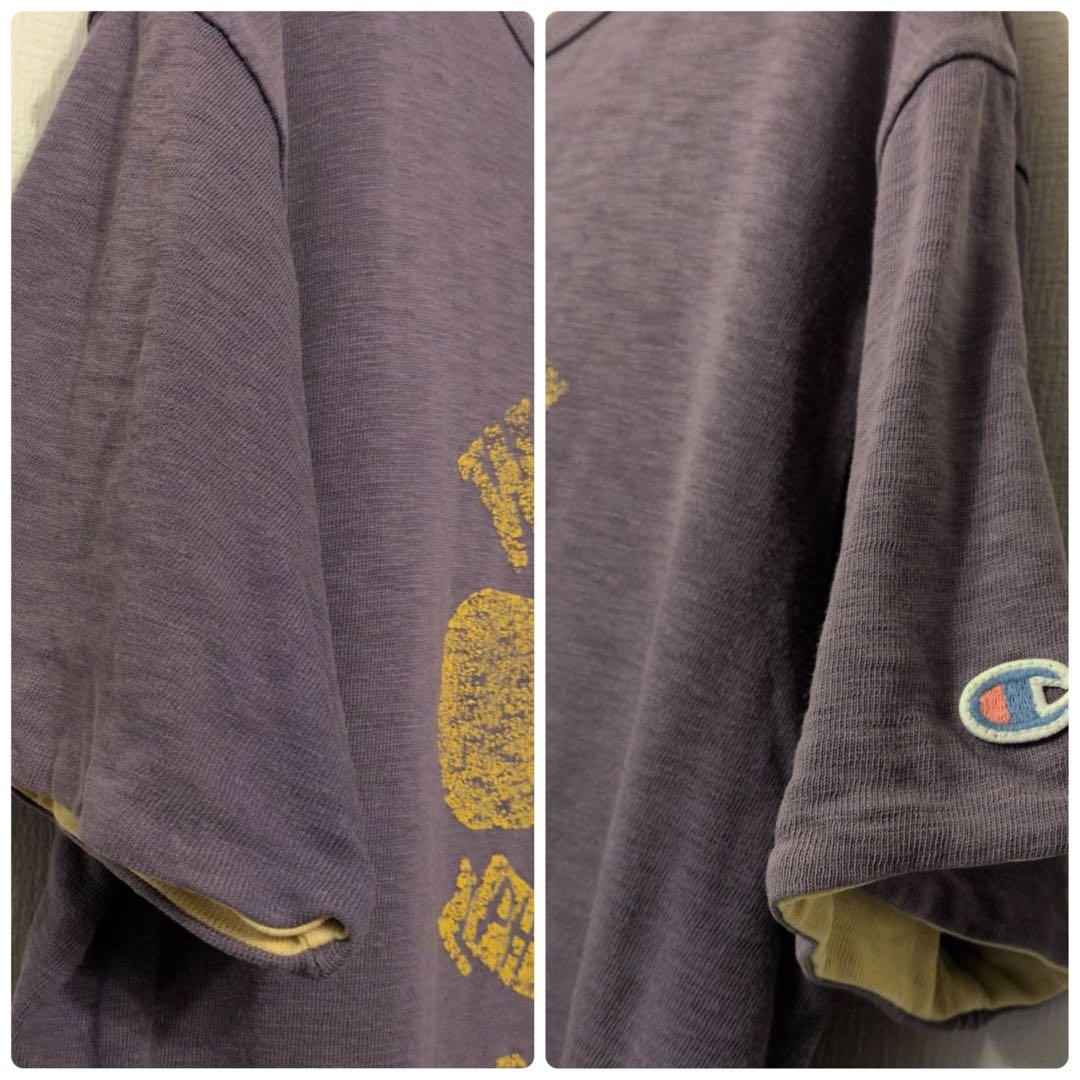 希少 チャンピオン リバーシブルTシャツ L ヴィンテージ 紫黄