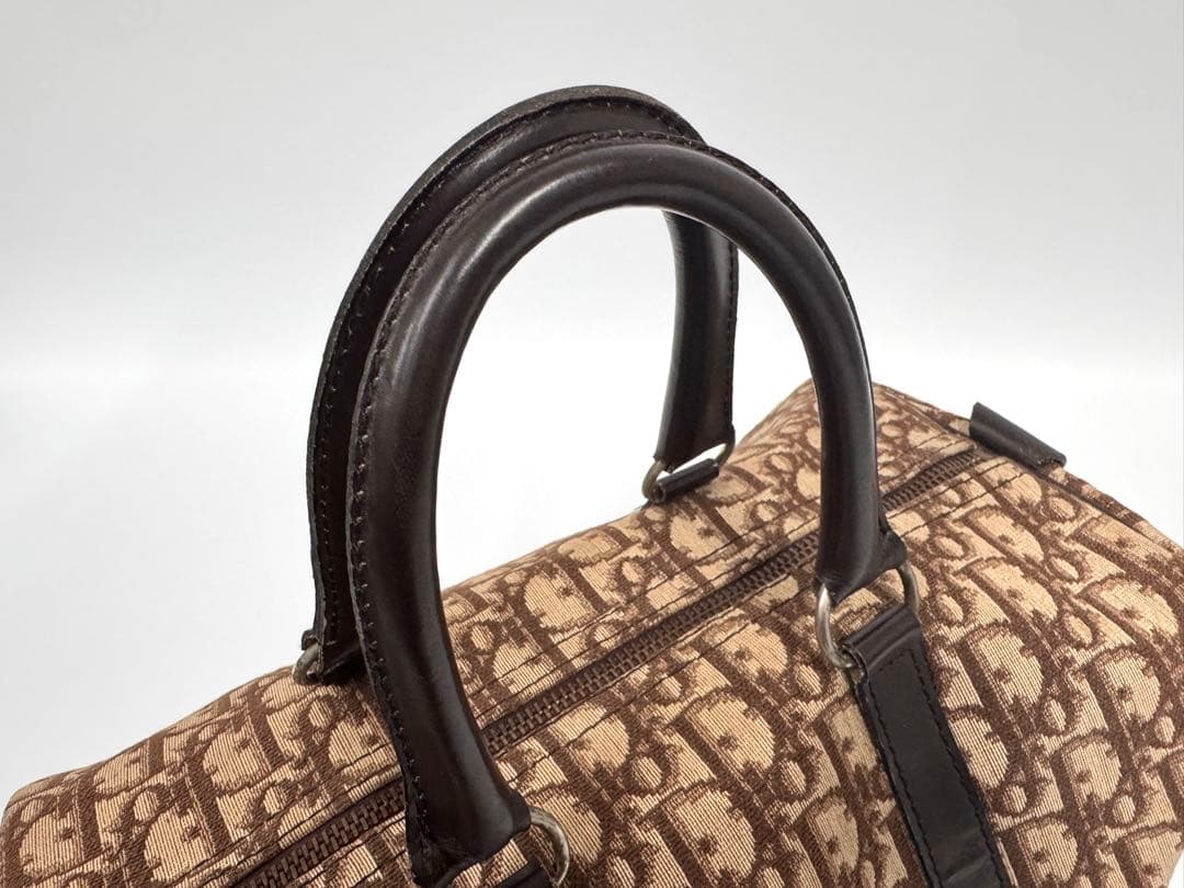 Dior ボストンバッグ トロッター キャンバス レザー ブラウン