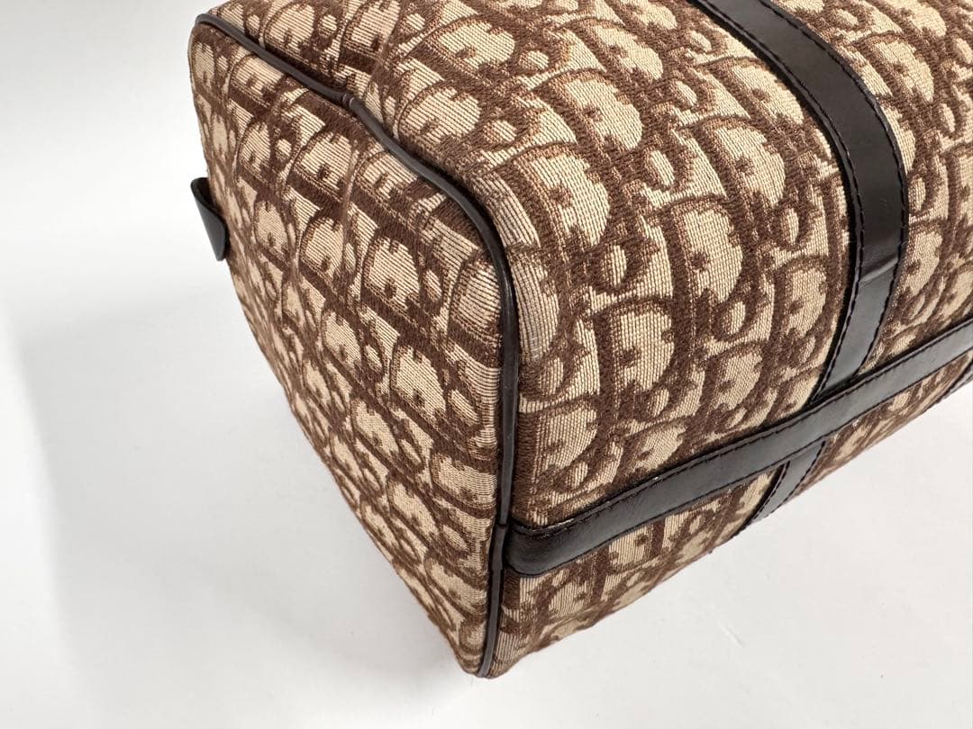 Dior ボストンバッグ トロッター キャンバス レザー ブラウン