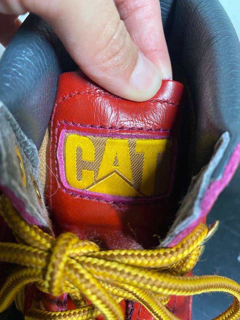 CAT キャタピラー ワークブーツ 赤 レッド 24.5cm WIDE 本革