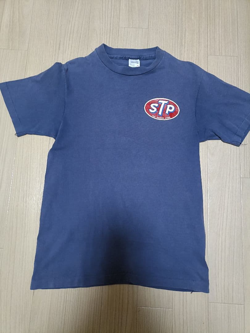 【M】 STP motor TシャツUSA製 anvil/袖裾シングル/茄子紺