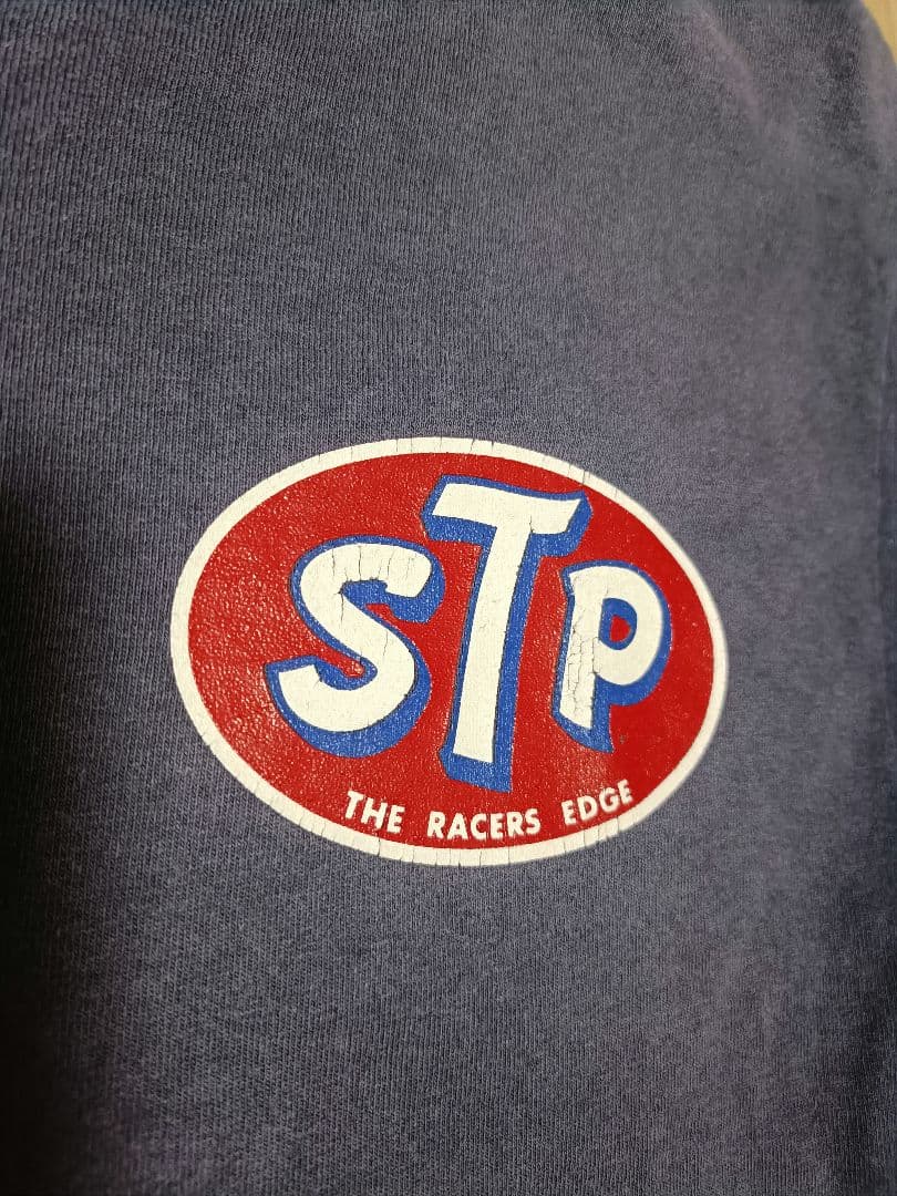 【M】 STP motor TシャツUSA製 anvil/袖裾シングル/茄子紺