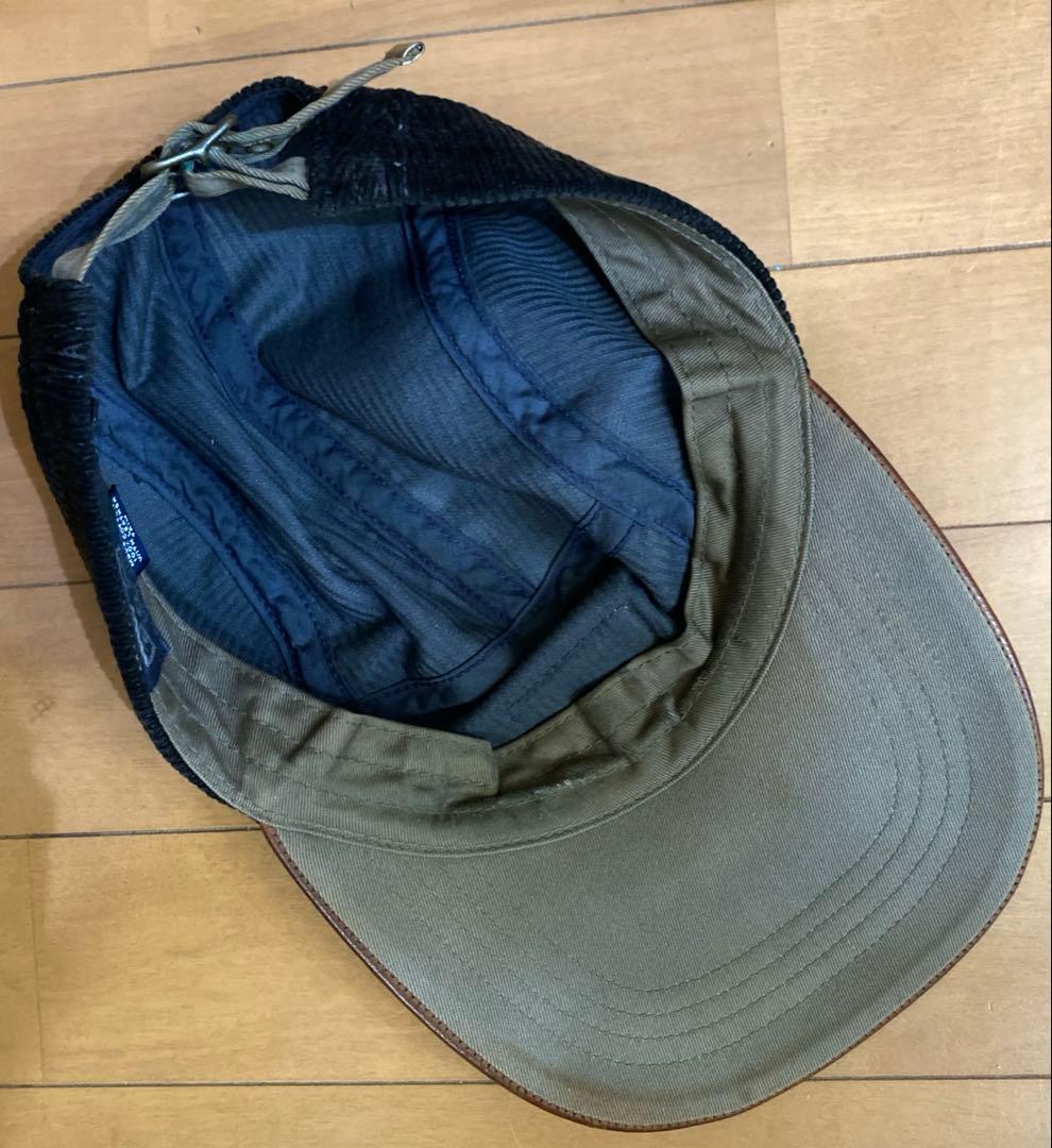 90s ラルフローレン　キャップ　5パネル　つばレザー　コーデュロイ　USA製