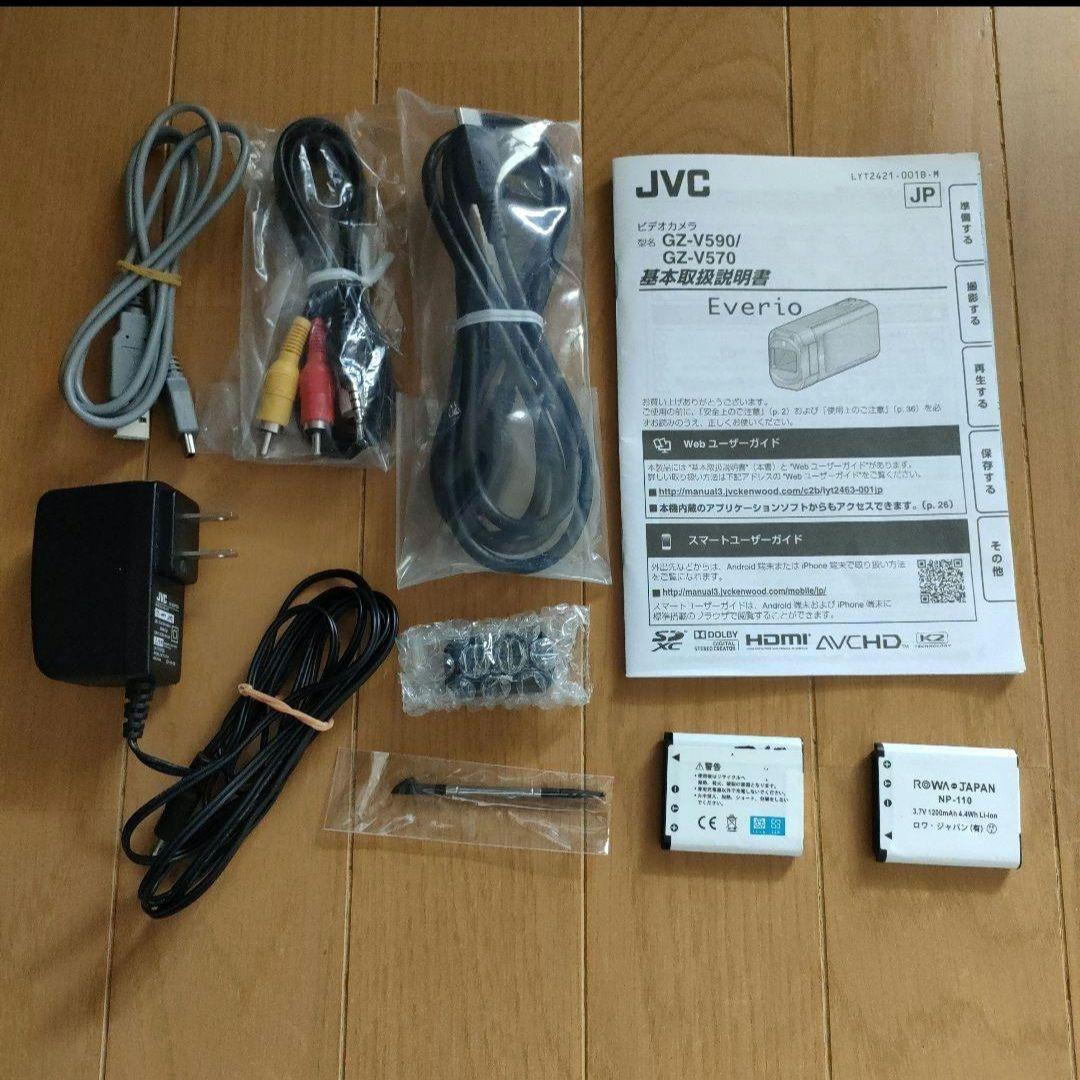 JVC GZ-V590 ビデオカメラ フルHD バッテリー2個付