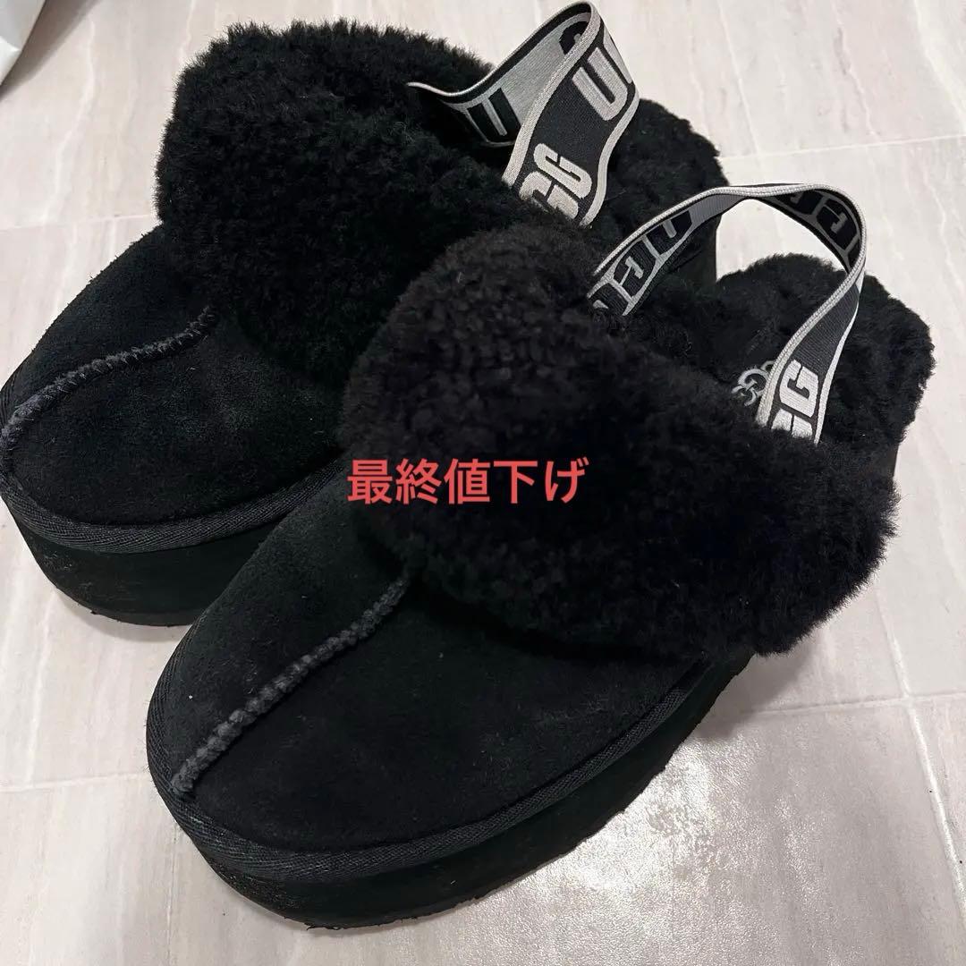最終値下げ　美品 UGG ファンケット スリッポン サンダル 黒 23cm 厚底