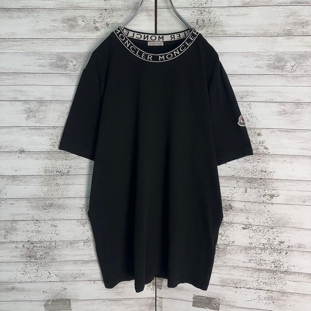 【美品・現行モデル】モンクレール　ネックロゴ 24SS XLサイズ半袖tシャツ黒