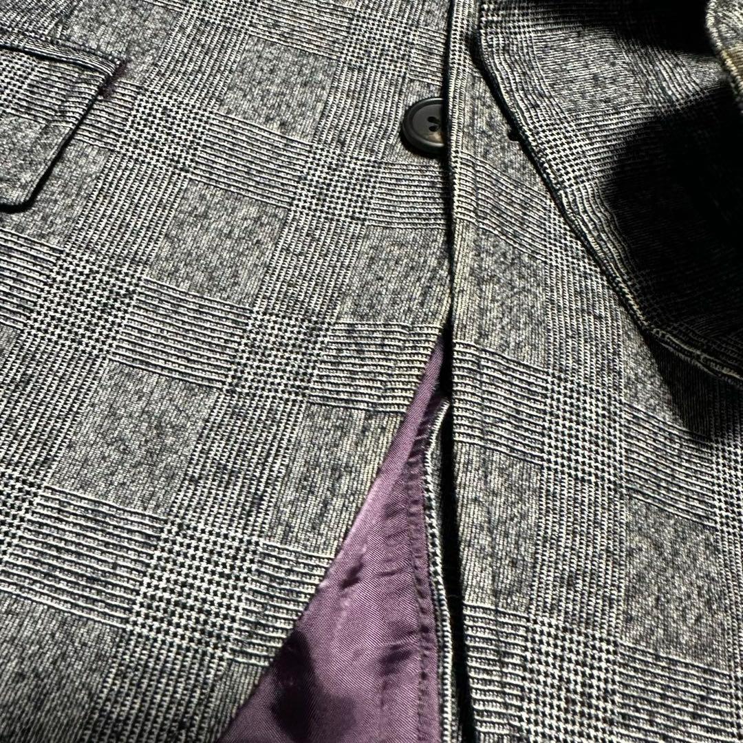 ポールスミスPaulSmith テーラードジャケット　グレー　チェック　裏地紫