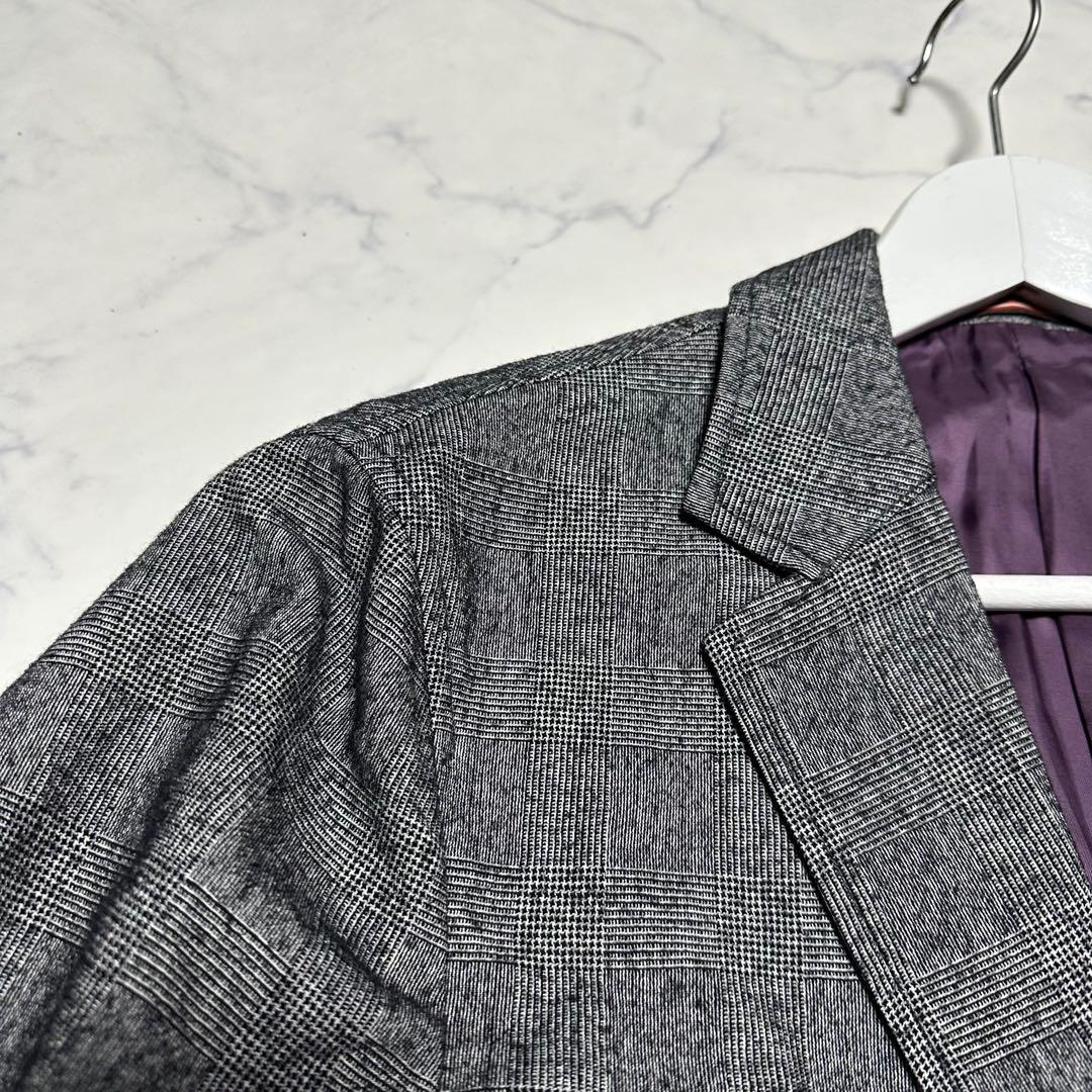 ポールスミスPaulSmith テーラードジャケット　グレー　チェック　裏地紫