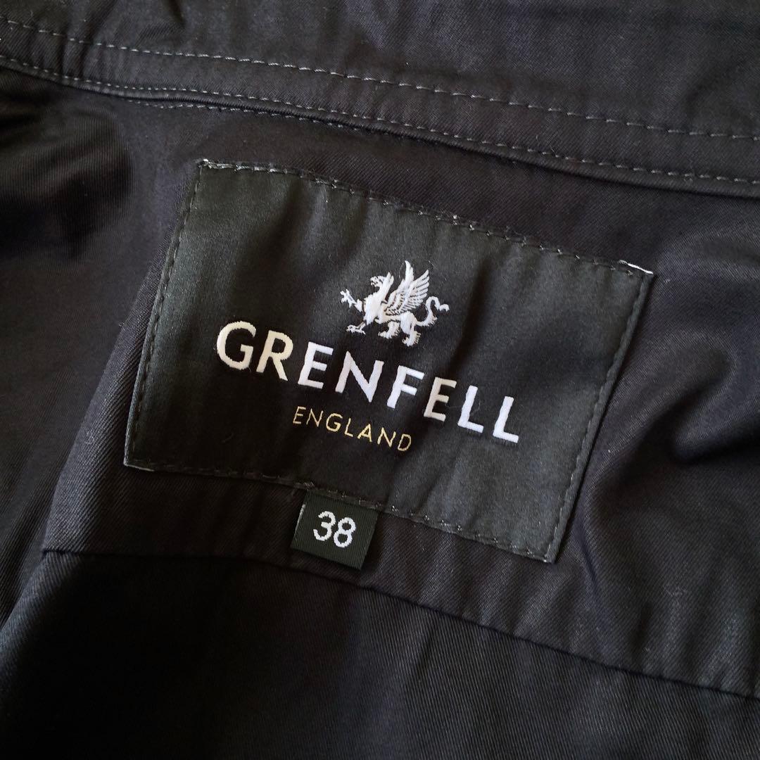 極美品 GRENFELLグレンフェル シャツジャケット38英国製ブラック 山タグ