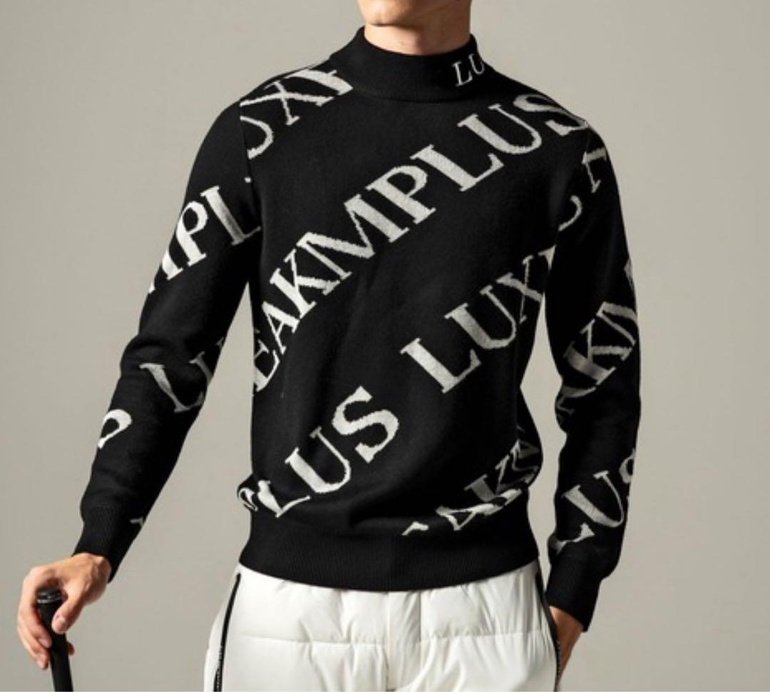 新品【LUXEAKMPLUS】リュクスエイケイエムプラスゴルフ 総柄ニット　XL