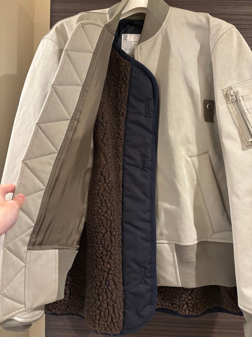 sacai サカイ　フェイクスエードミックスブルゾンMA-1 23AW