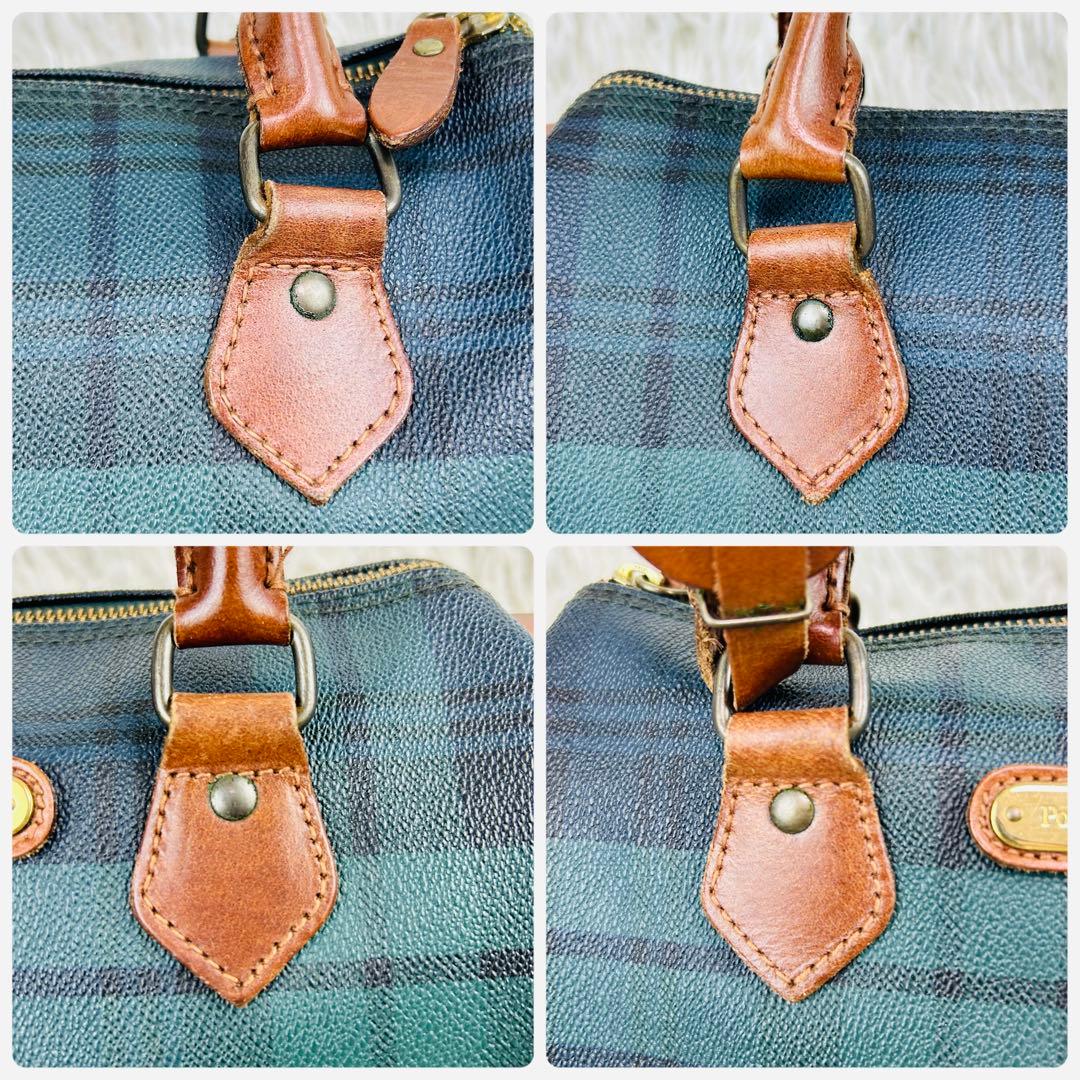 ✨美品 ポロラルフローレン ボストンバック ミニ チェック柄 チャーム付き