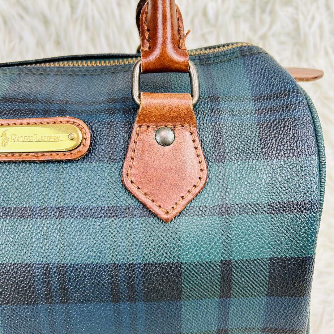 ✨美品 ポロラルフローレン ボストンバック ミニ チェック柄 チャーム付き