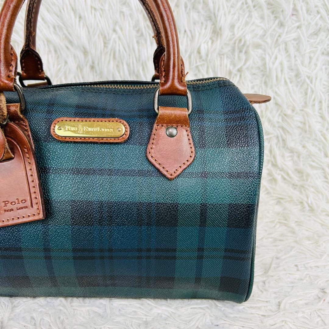 ✨美品 ポロラルフローレン ボストンバック ミニ チェック柄 チャーム付き