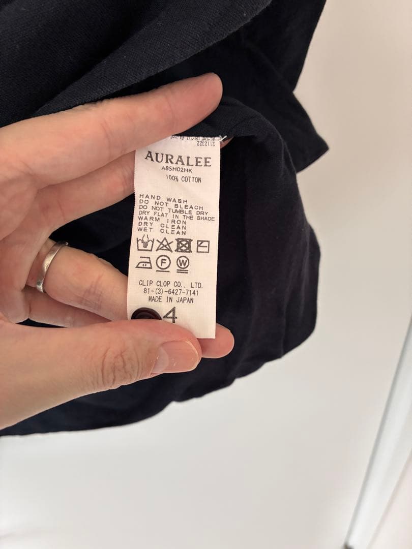 オーラリー ヘンリーネック ネイビーAURALEE ABSH02HK