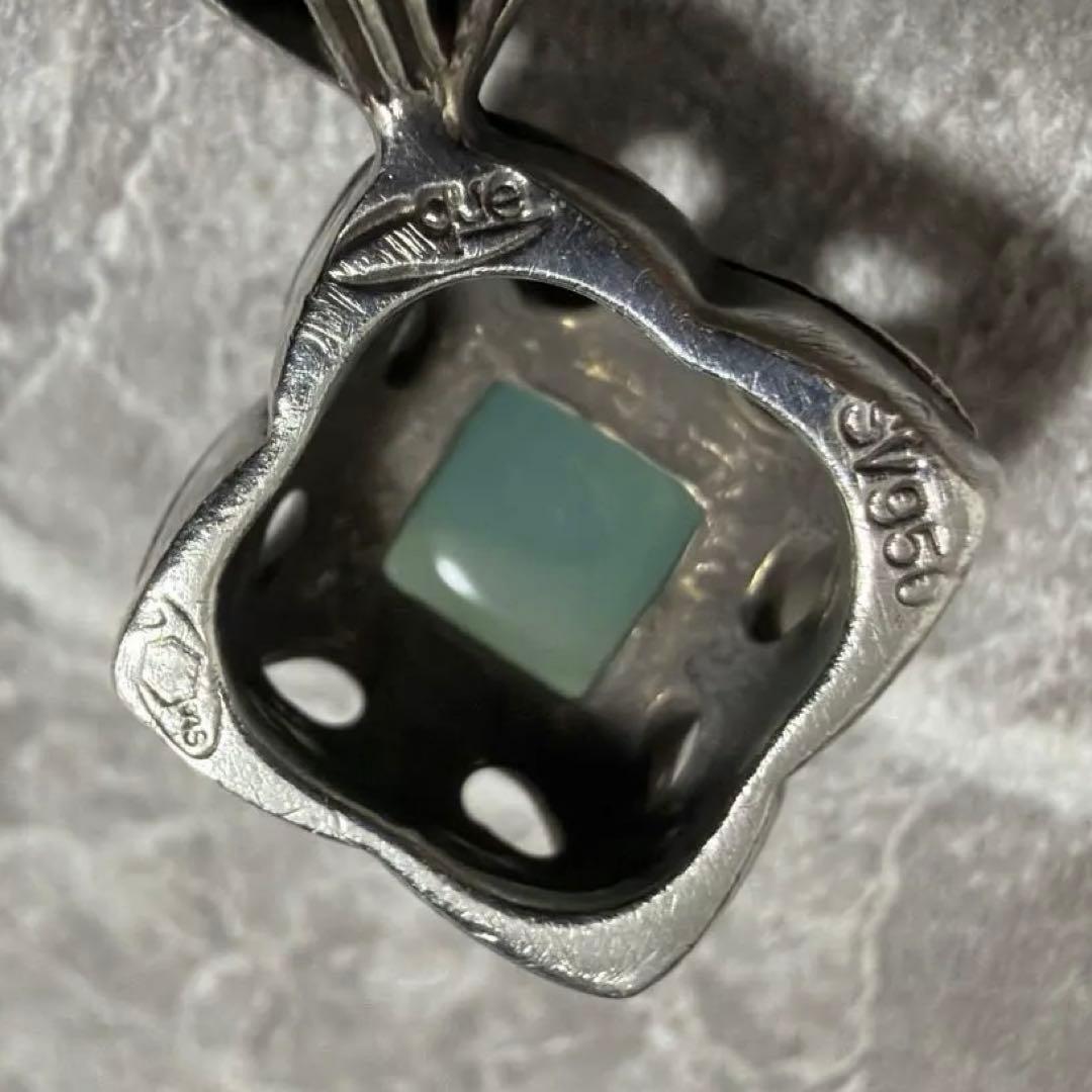 【希少】ヴィンテージ シルバー950 ペンダントトップ スカイブルー ストーン