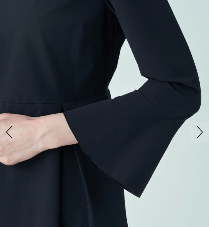 美品 ボールジィ 洗える ストレッチタフタ ボックスタックワンピース 34 濃紺