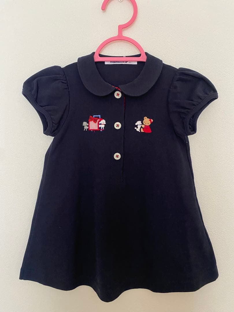 新品　未使用　familiar／ワンピース　半袖　綿100% 80