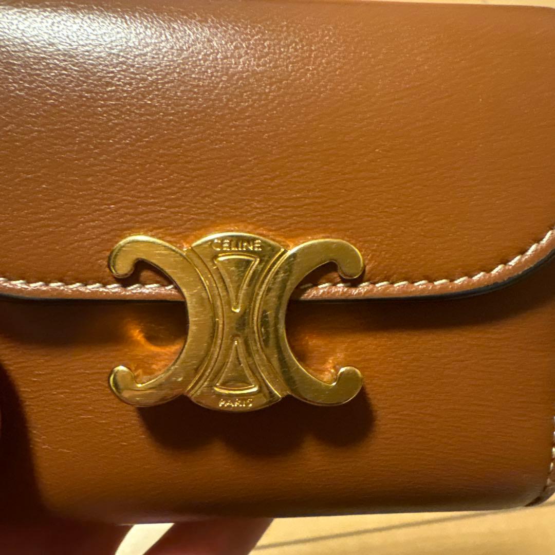 CELINE 三つ折り財布 ブラウン ゴールド装飾