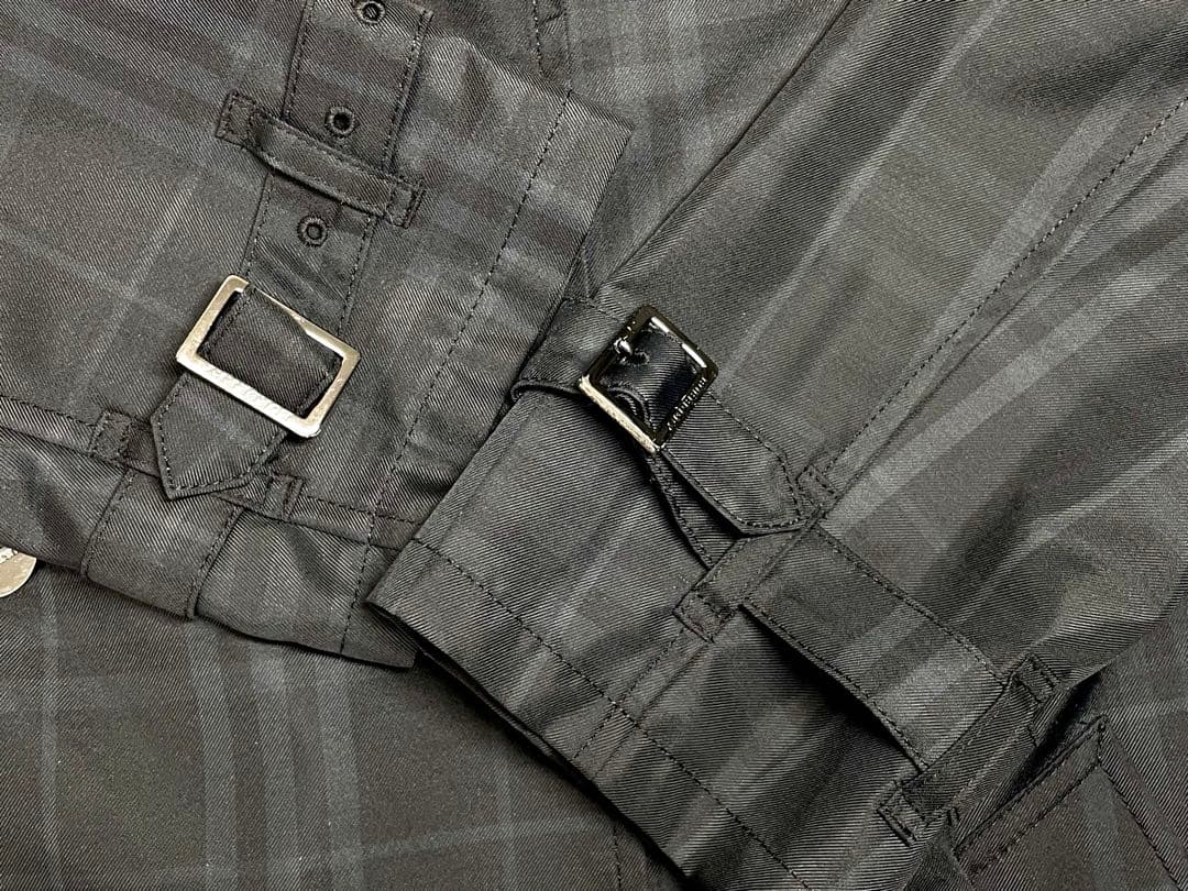 【TK】美品Burberry LONDON トレンチコーハーフ丈 チェック 黒系