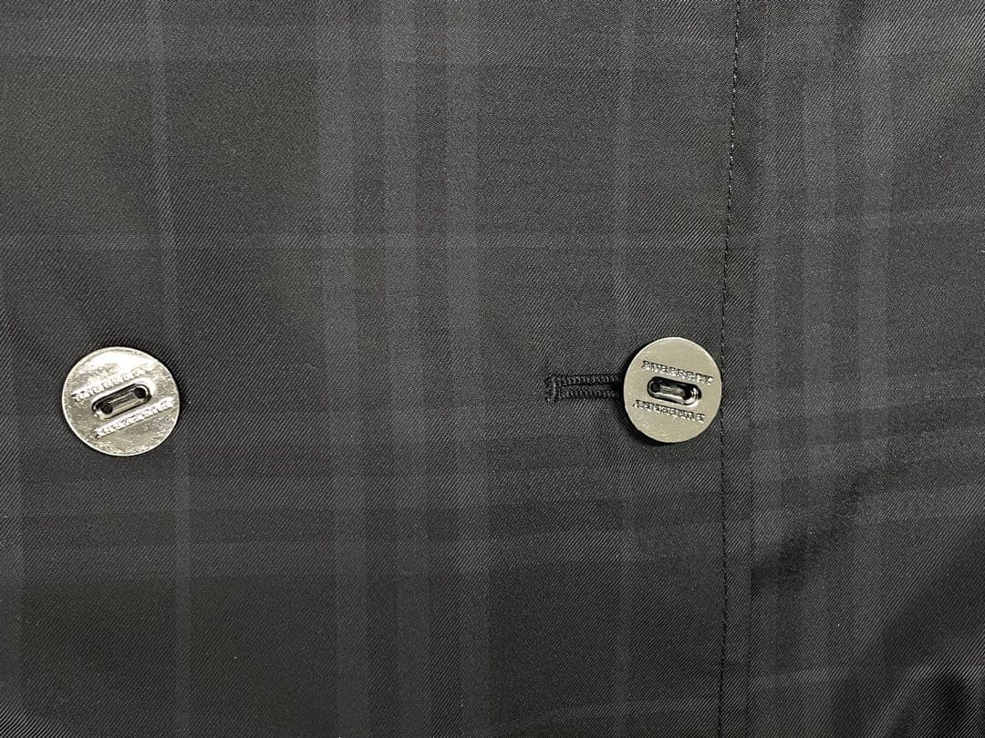 【TK】美品Burberry LONDON トレンチコーハーフ丈 チェック 黒系