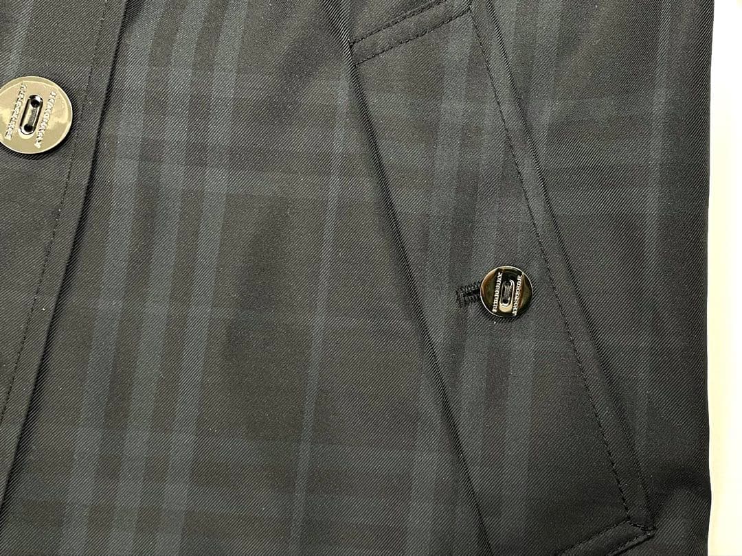 【TK】美品Burberry LONDON トレンチコーハーフ丈 チェック 黒系