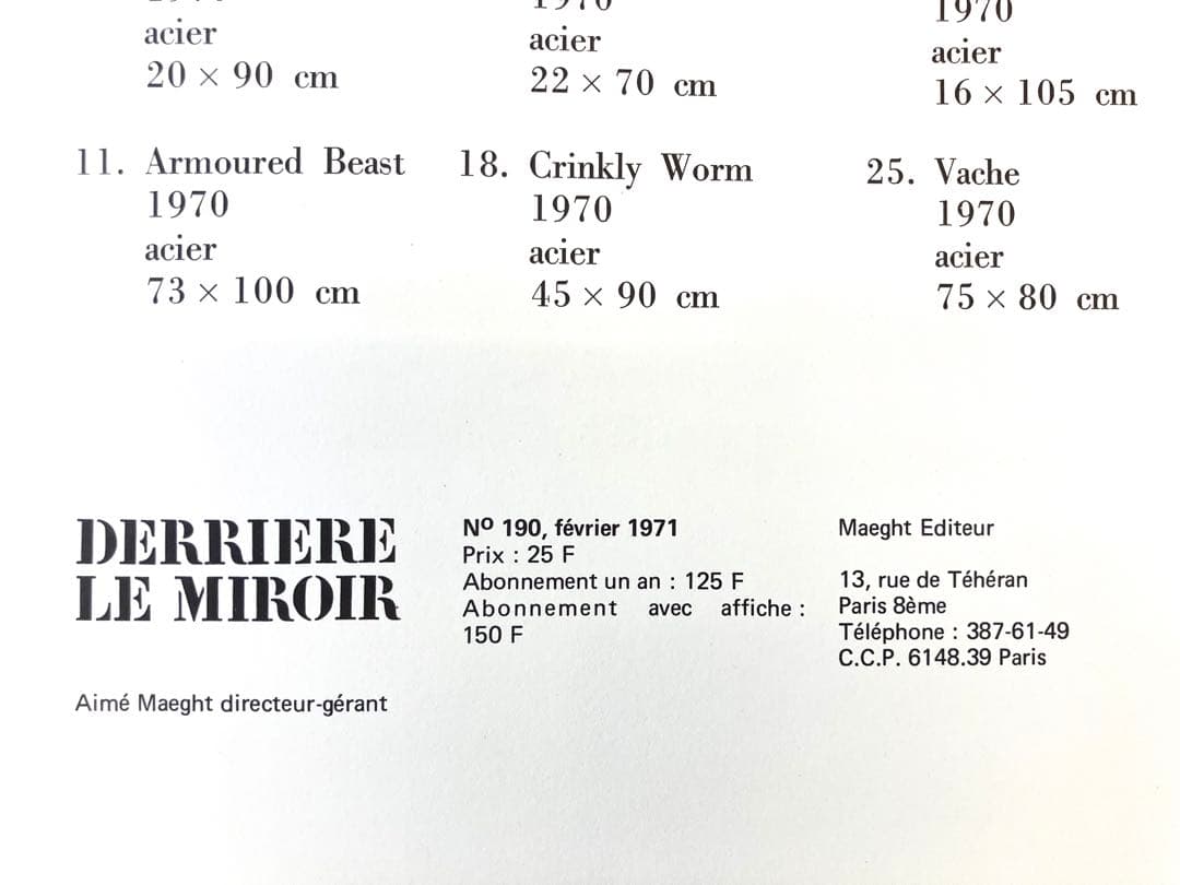 デリエール•ル•ミロワール 2冊(No.190カルダー+No.142チリダ )