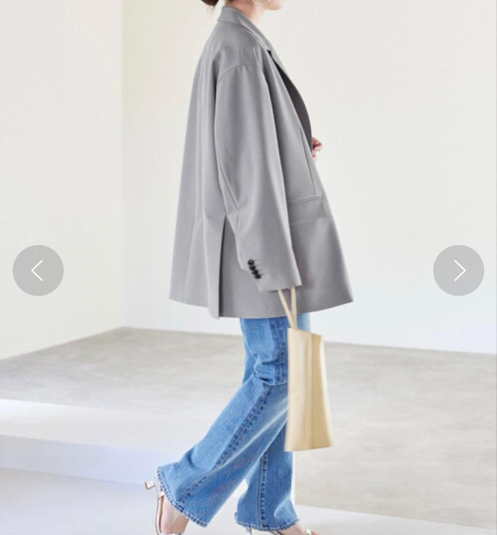 極美品 24SS スローブイエナ ドライポリボクシージャケット グレー 36
