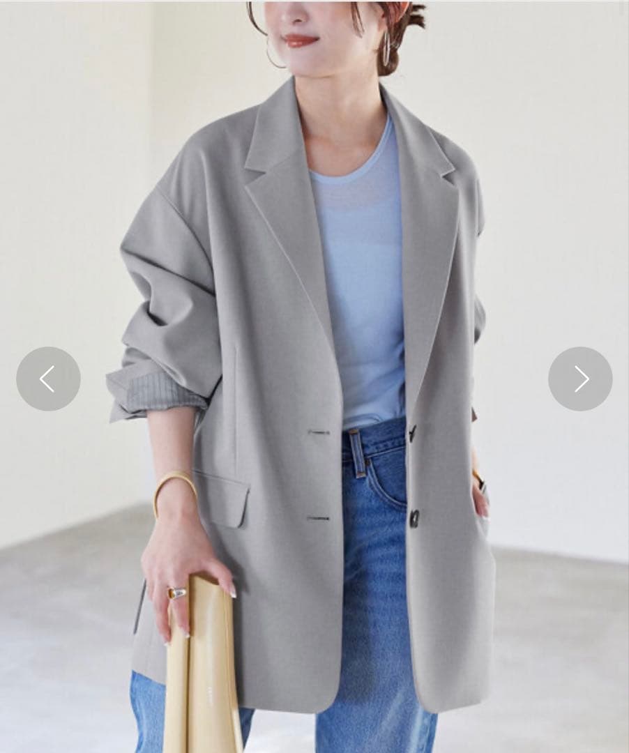 極美品 24SS スローブイエナ ドライポリボクシージャケット グレー 36