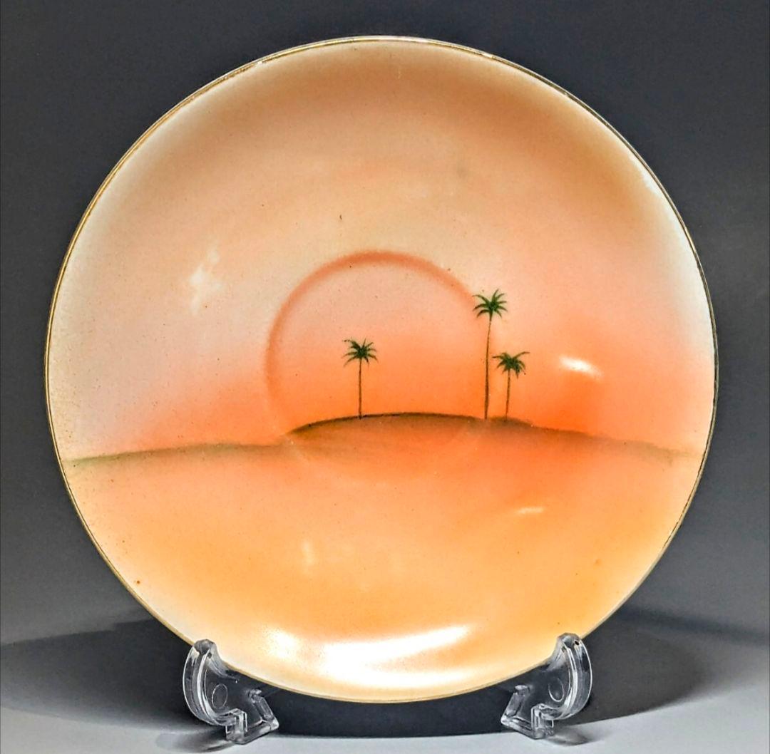 オールドノリタケ美品！金彩砂漠風景画 トリオセット　カップ＆ソーサー　プレー卜